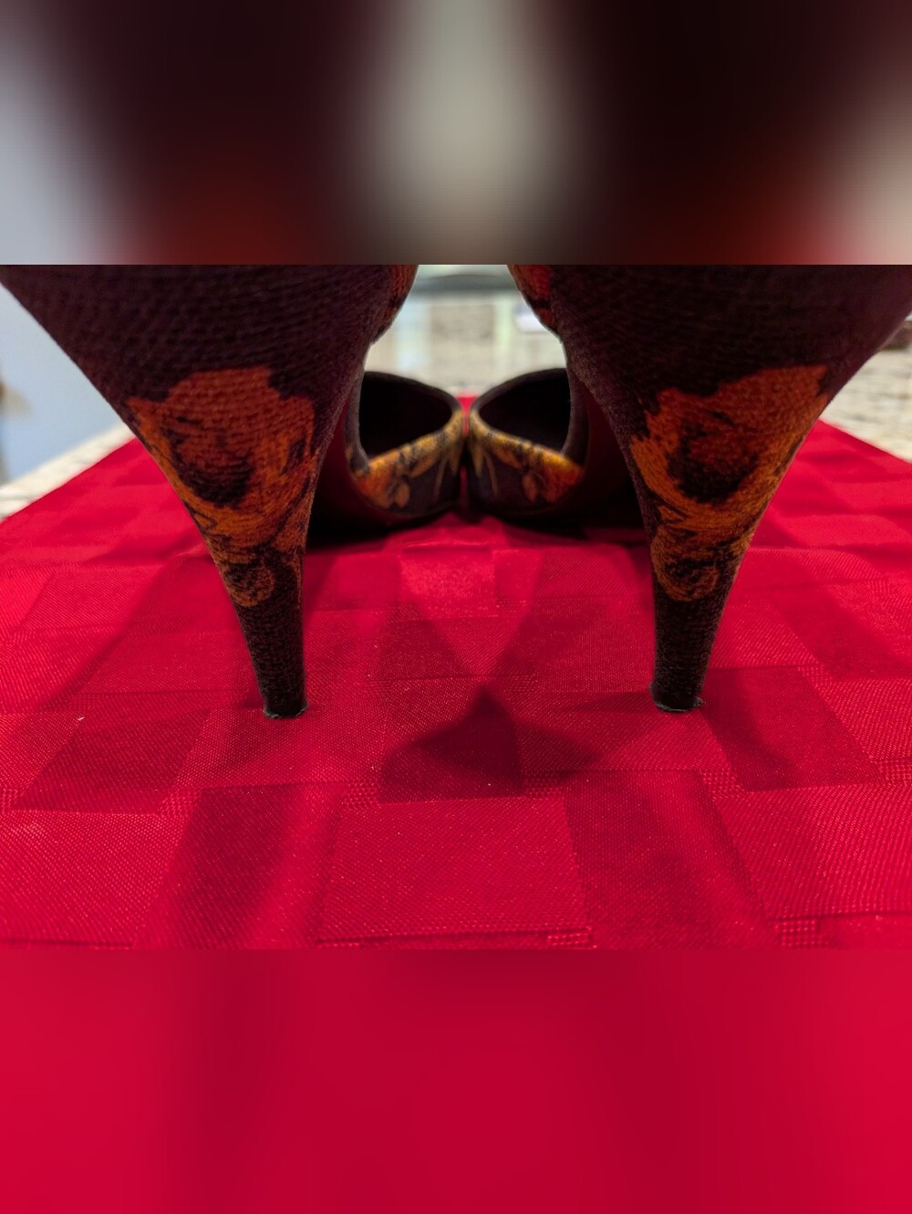 Prada Black Pointed-Toe D'Orsay Pumps with Yellow Floral Detail - Picture 4 of 8